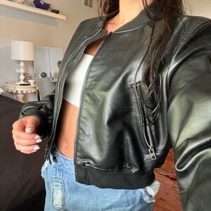 Zara Overized Leather Jacket size Large